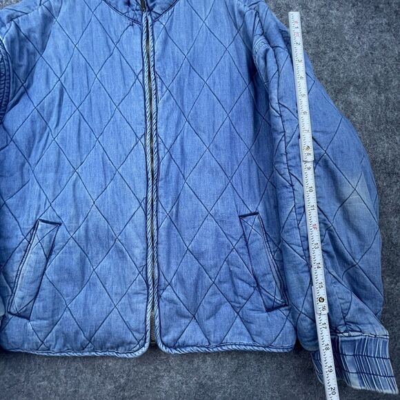 Cotton On Jacket Womens 2 Small Blue Quilted Chore Coat Retro Boho Bomber Faded - Picture 4 of 6